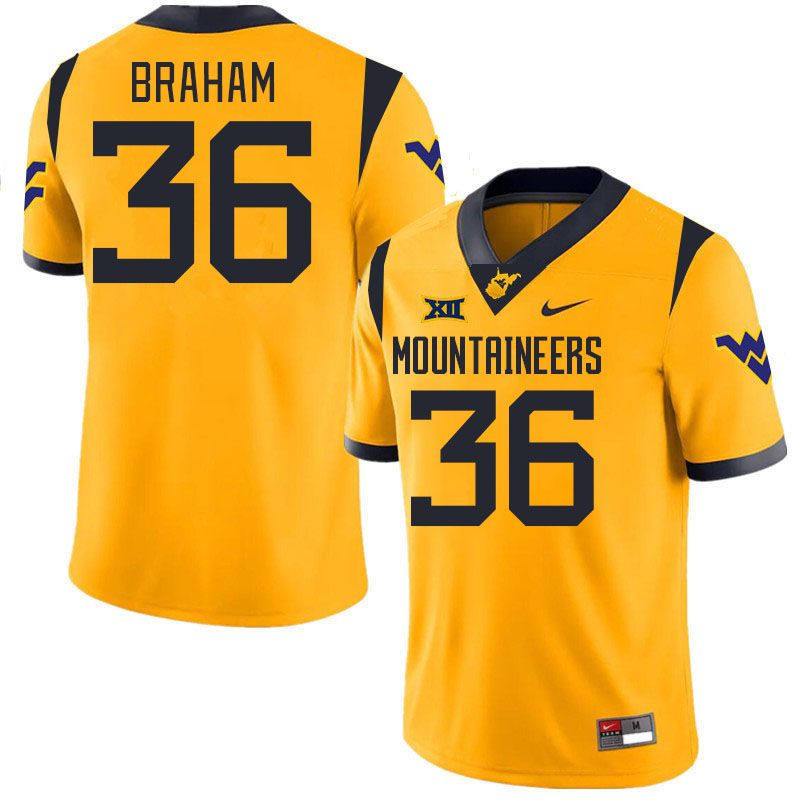 Men #36 Noah Braham West Virginia Mountaineers College 2024 New Uniforms Football Jerseys Stitched S